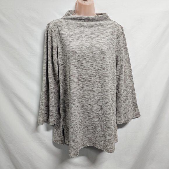 J. Jill Heathered Brown Velvet Mock Neck Pullover Sweater Size M - Picture 3 of 10